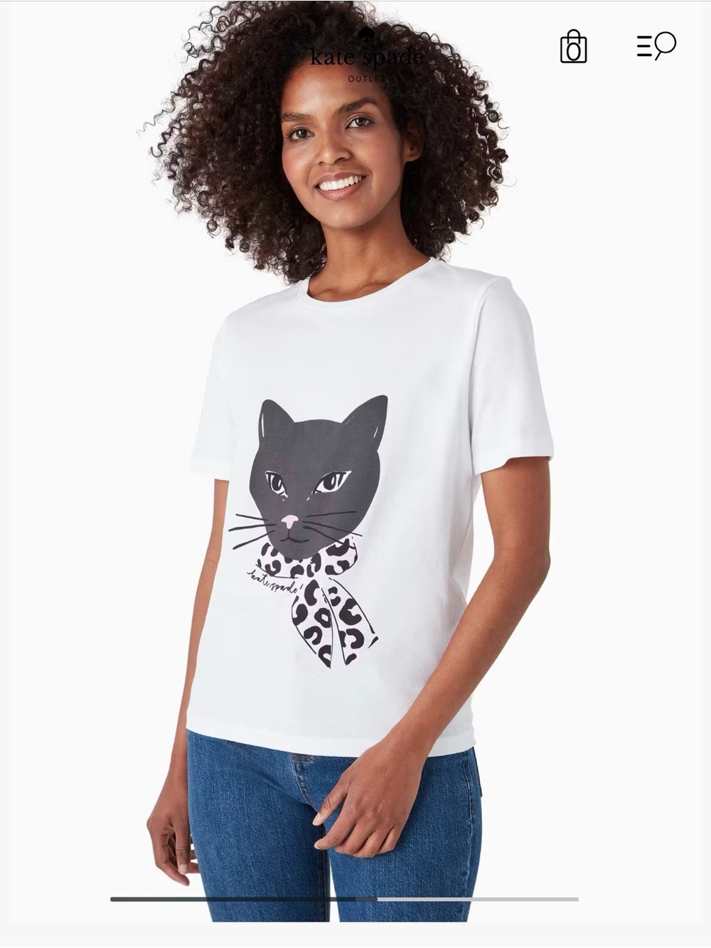 kate spade black cat graphic T-shirt | EUC